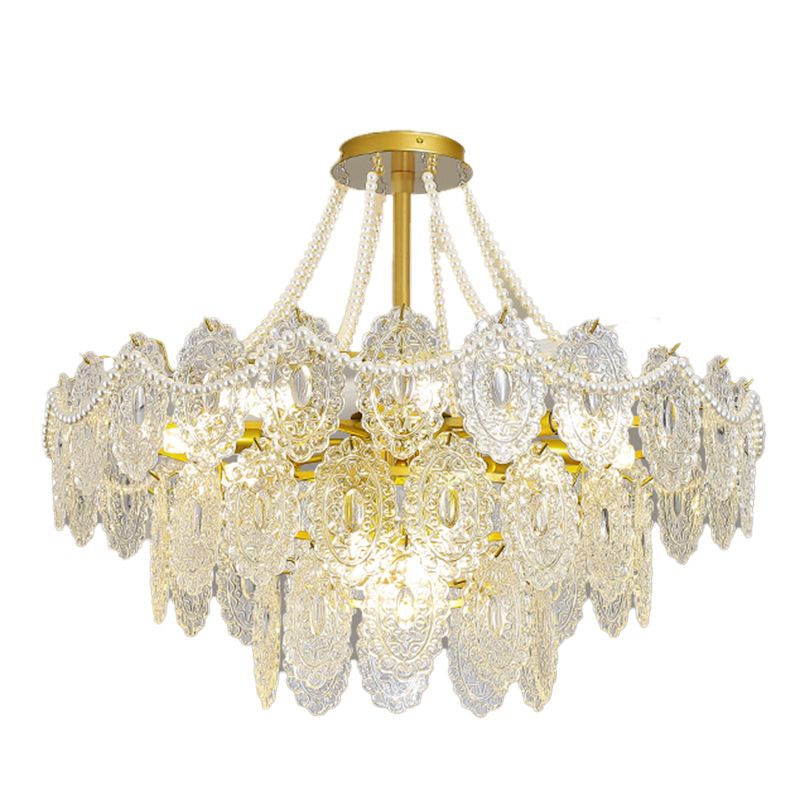 Modern Metal Ceiling Light Geometric Shape Island Lamp with Glass Shade for Bedroom