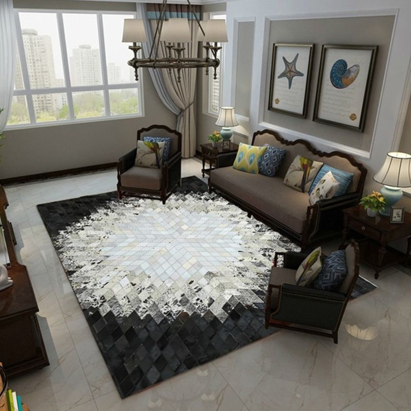 Marble Print Area Rug Polyester Contemporary Carpet Non-Slip Backing Rug for Living Room