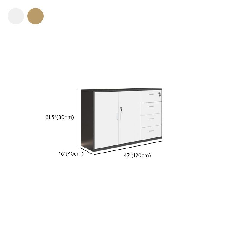 Lateral File Cabinet Wood Color Block Locking File Cabinet with Drawers