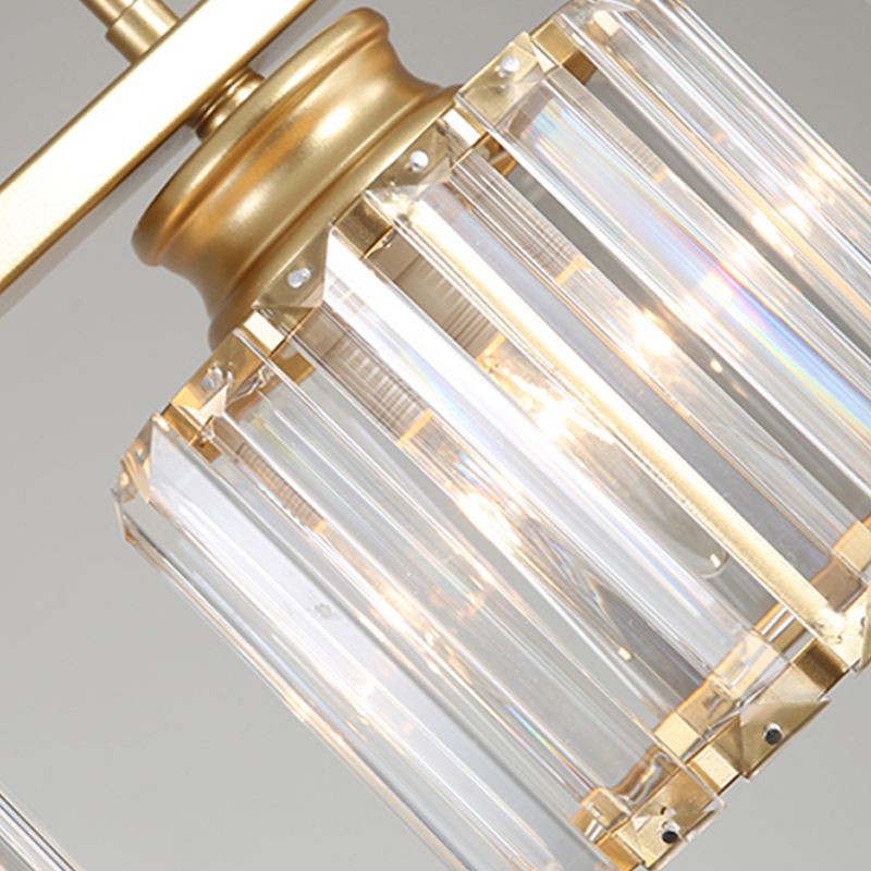 Contemporary Island Light Cylinder Crystal Island Pendant Lights for Kitchen