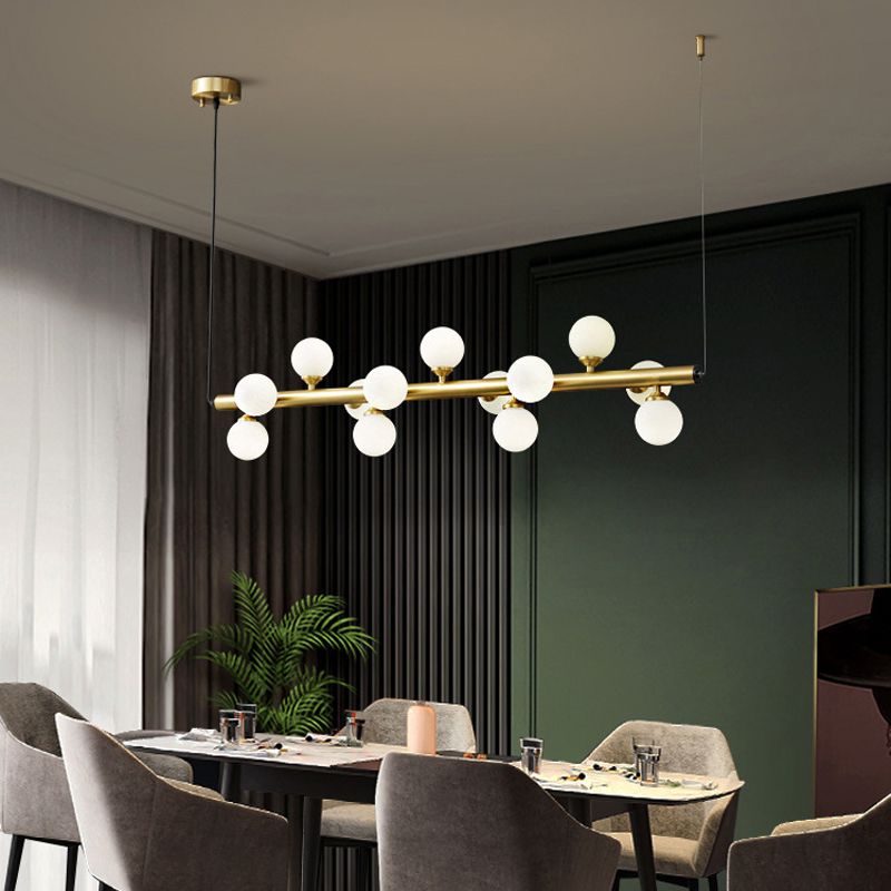 13 Lights Linear Island Pendant Modern Glass Island Light Fixture