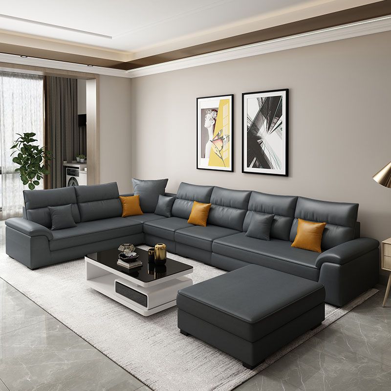 U-Shaped Sofa Sectional Pillow Top Arm Sectional Sofa Set with Pillows