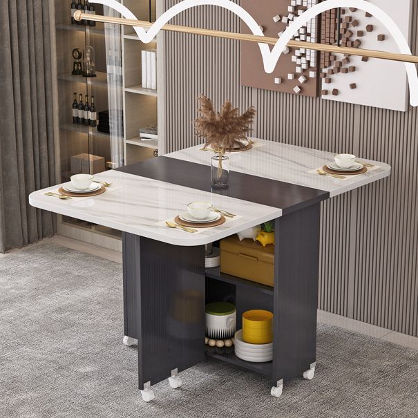 Modern Style Dining Table Rectangle Drop-Leaf Dining Table for Home Use
