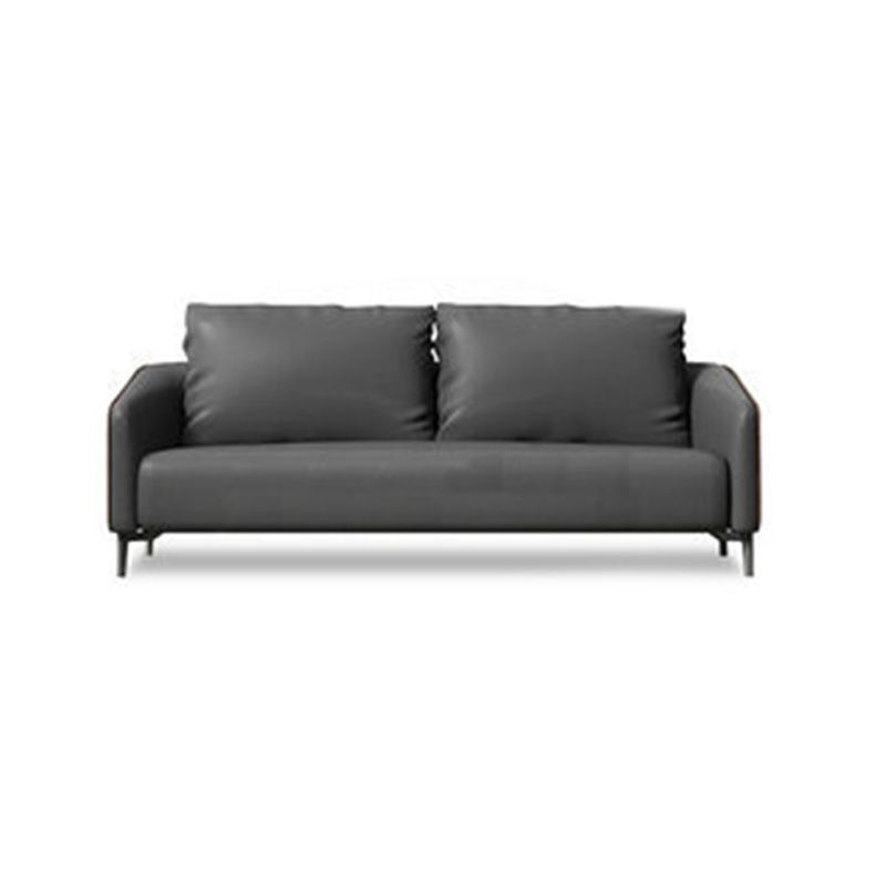 Zeitgenössischer Standardtuxedo Arm Loveat Leder Loveseat mit Kissen