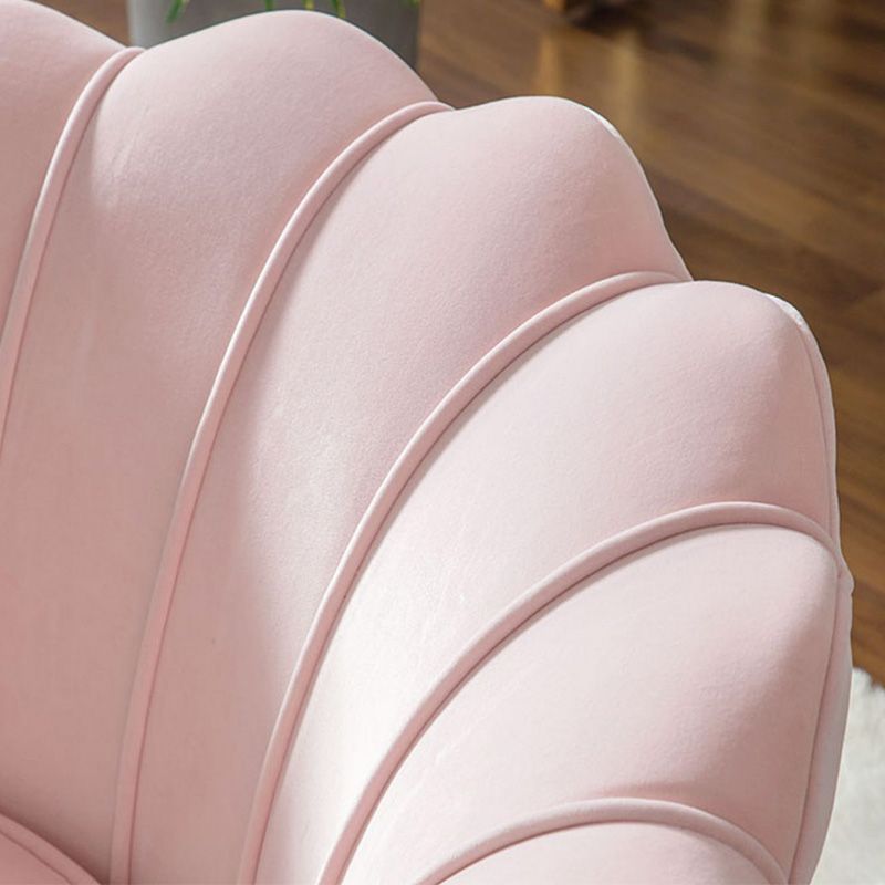 28.74" L x 28.74" W Velvet/Bonded Leather Barrel Accent Chair Sewn Pillow Back Chair