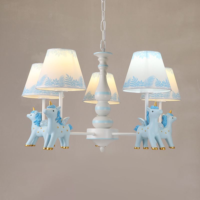 Childrens Unicorn Chandelier Lighting Resin Nursery Pendant Light with Empire Shade