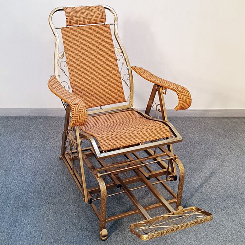 Modern Rocker Wicker Woven Rope Weather-Resistant Recliner Chair