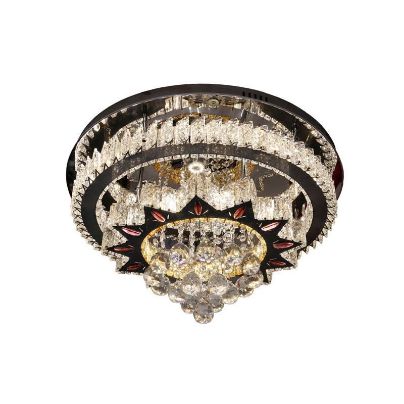 Nickel Icycle Flushmount Modernism Clear Crystal Ball LED Bedroom Close to Ceiling Light