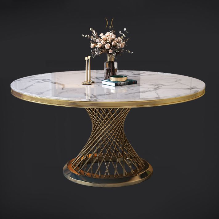 Mesa de comedor de pedestal de piedra sinterizada estilo sencille mesa redonda para el hogar