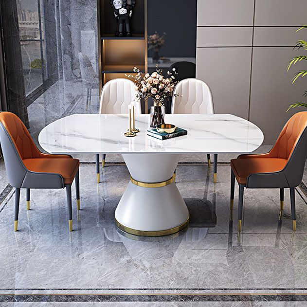 Metal Pedestal Dining Table Extendable Table for Kitchen Dining Room