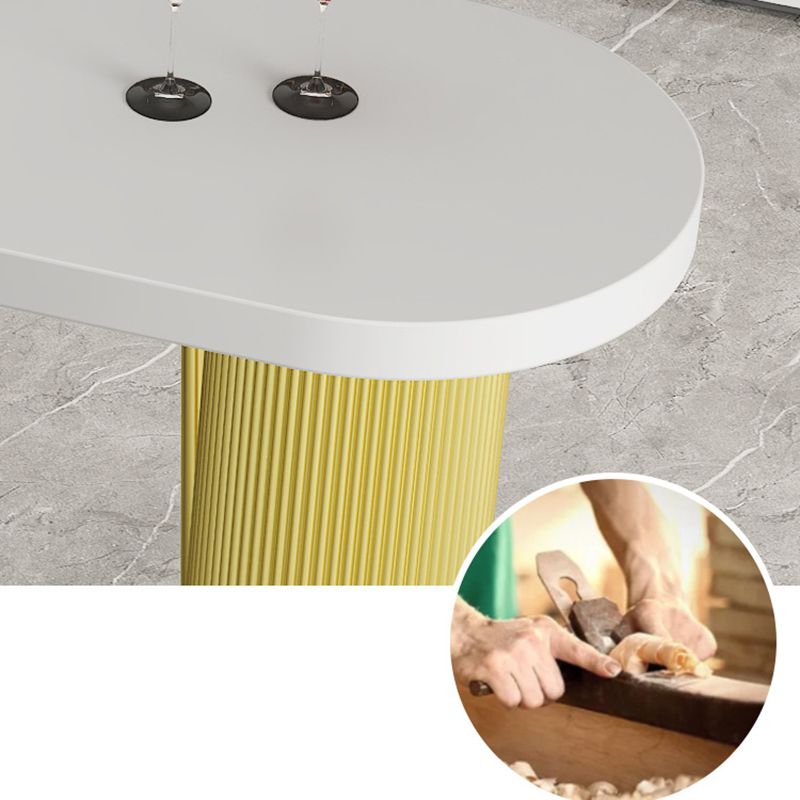 Glam Style Bar Table Gray Top Pub Table with Cabinet for Dining Room