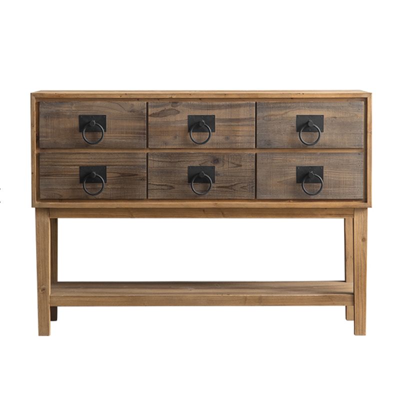Traditional Solid Wood Double Dresser Horizontal Storage Chest Dresser for Bedroom