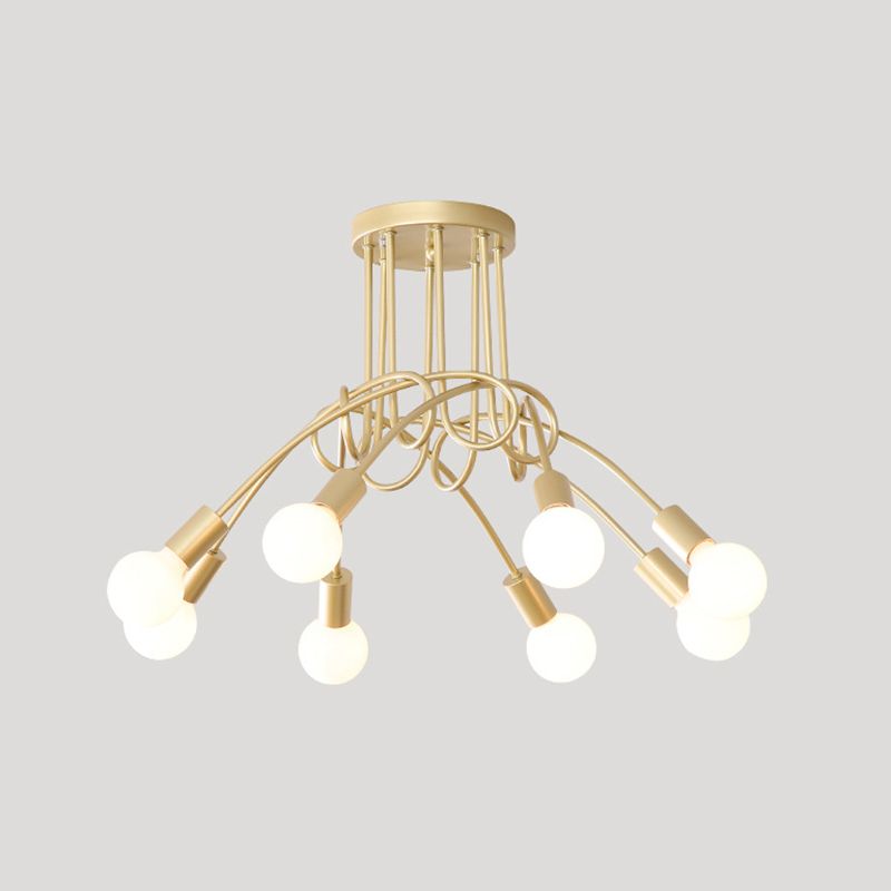 Lámpara de techo semi empotrada de metal estilo loft para dormitorio con diseño de bombilla abierta