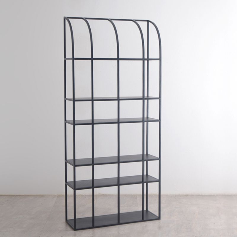 Industrial Metal Bookcase Etagere 5 Shelves Open Back Bookshelf