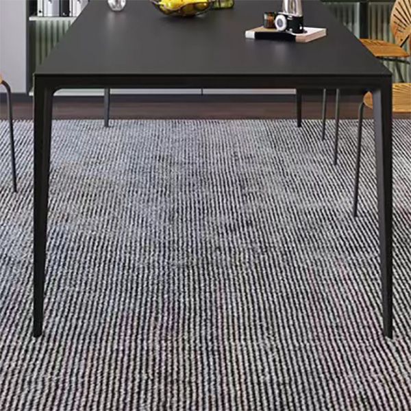 Simplicity Style Dinette Table Rectangle Stone Dining Room Table in Black