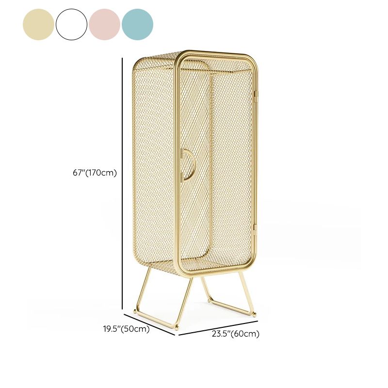 Modern Hinged Door Wardrobe for Home Matte Finish Cabinet with Metal Frame