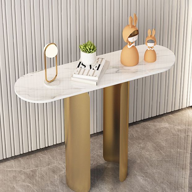 11.81" W Glam Console Accent Table Oval Antique Finish Console Sofa Table