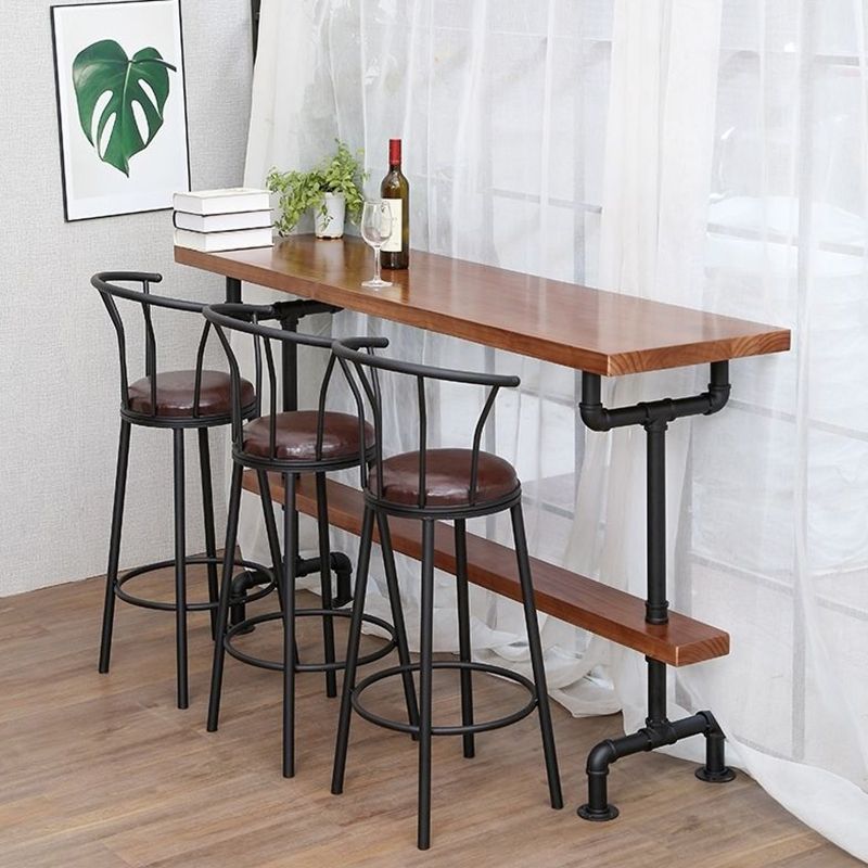 Industrial Solid Wood Bar Table Rectangle Bistro Dining Table