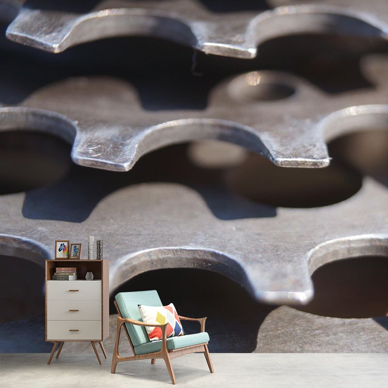 Mildew Resistant Industrial Metal Mural Wallpaper Decorative Wall Covering