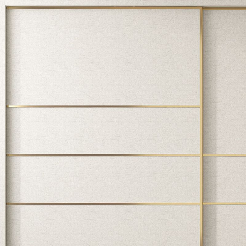 White Solid Wood Wardrobe Armoire Modern Sliding 2 Doors Wardrobe