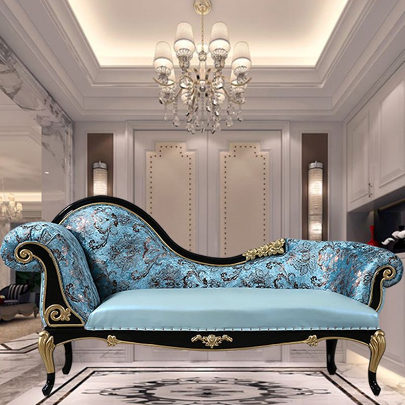 Glam Upholstered Chaise Lounge Couch Rolled Arms Chaise Lounge Chair