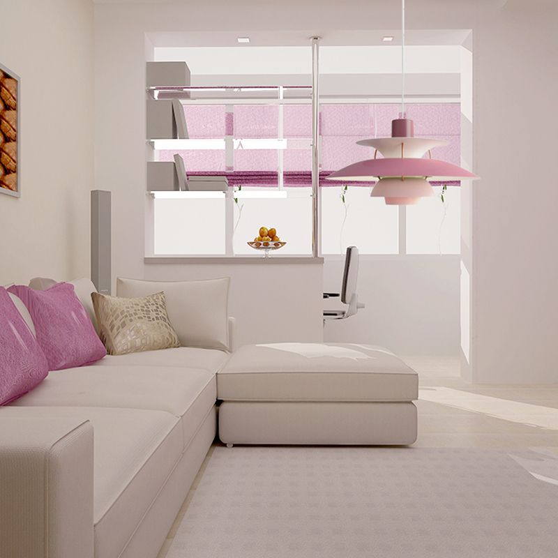 3 Layers Pendant Light with Flared Shade Macaron Style Aluminum 1 Light Black/Gray Hanging Lamp, 12"/16" Wide