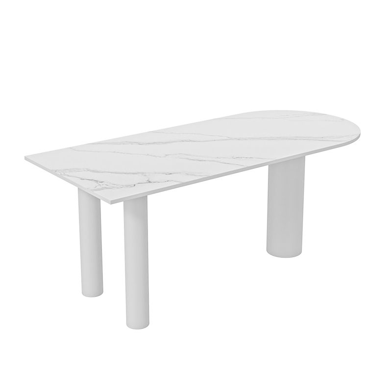 Modern Simple Stone Table for Restaurant Oval Table with White Legs