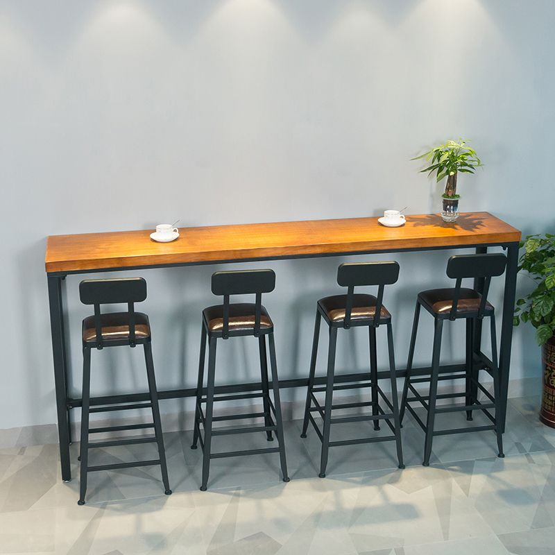 1/5 Pieces Industrial Rectangle Pub Table Set Wooden Counter Table with High Stools