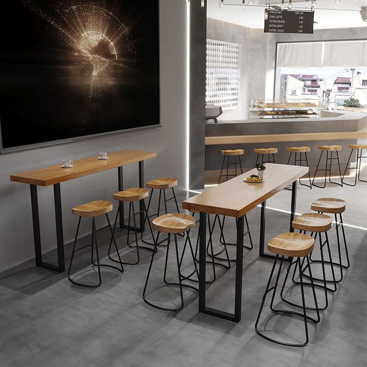 Modern Counter Height Pub Set 1/2/4/7 Pcs Solid Wood Top Bar Table and Bar Stools