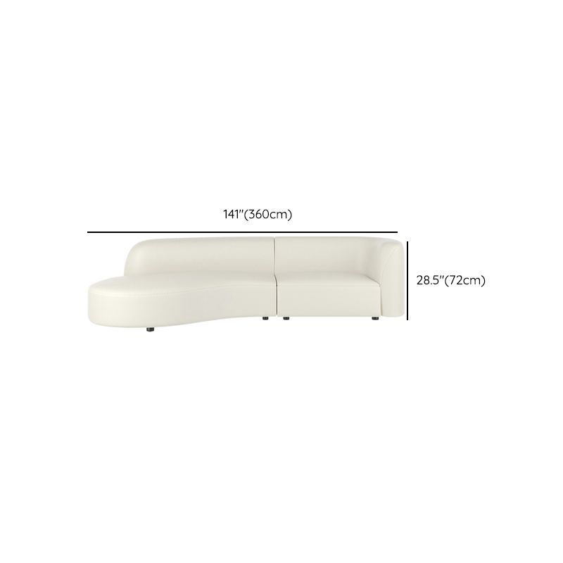 White Cushion Back Sofa Curved Corner Loveseat for Living Room