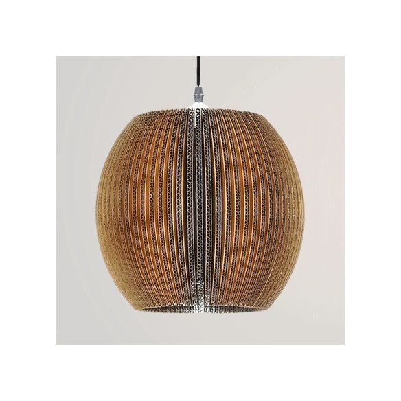 Accampatura intrecciata Accendere la carta ondulata in stile asiatico 1 lampada a ciondolo in lampadina in beige/marrone