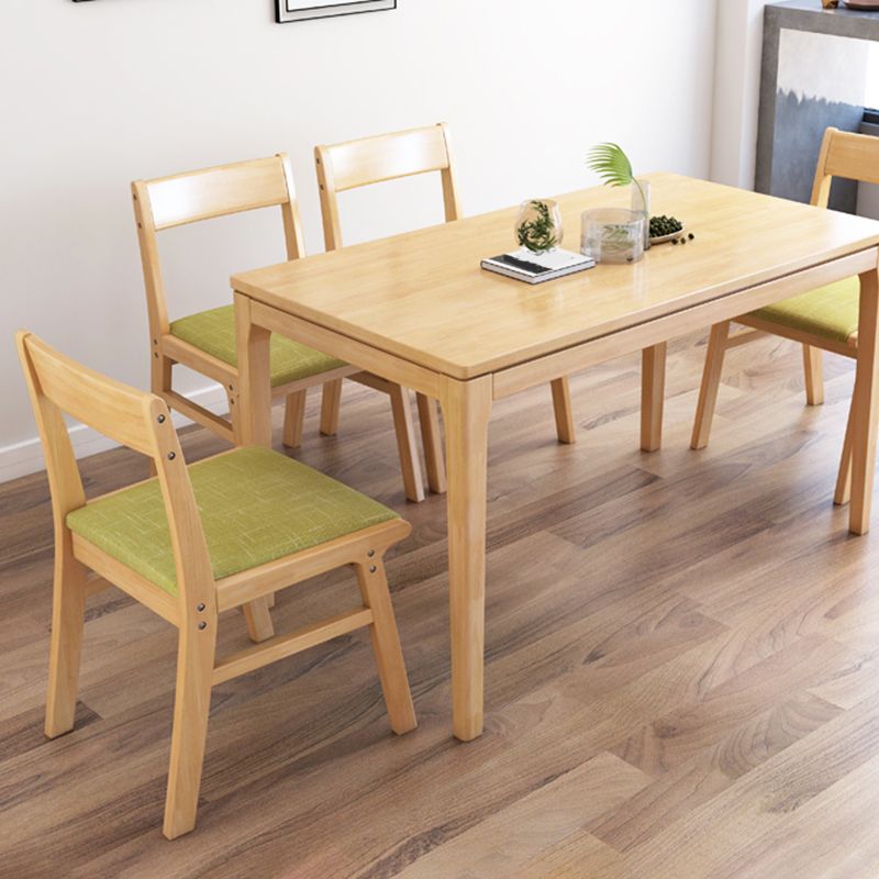 Silla de comedor sin brazos de Rubberwood, silla lateral de comedor tapizada con espalda abierta