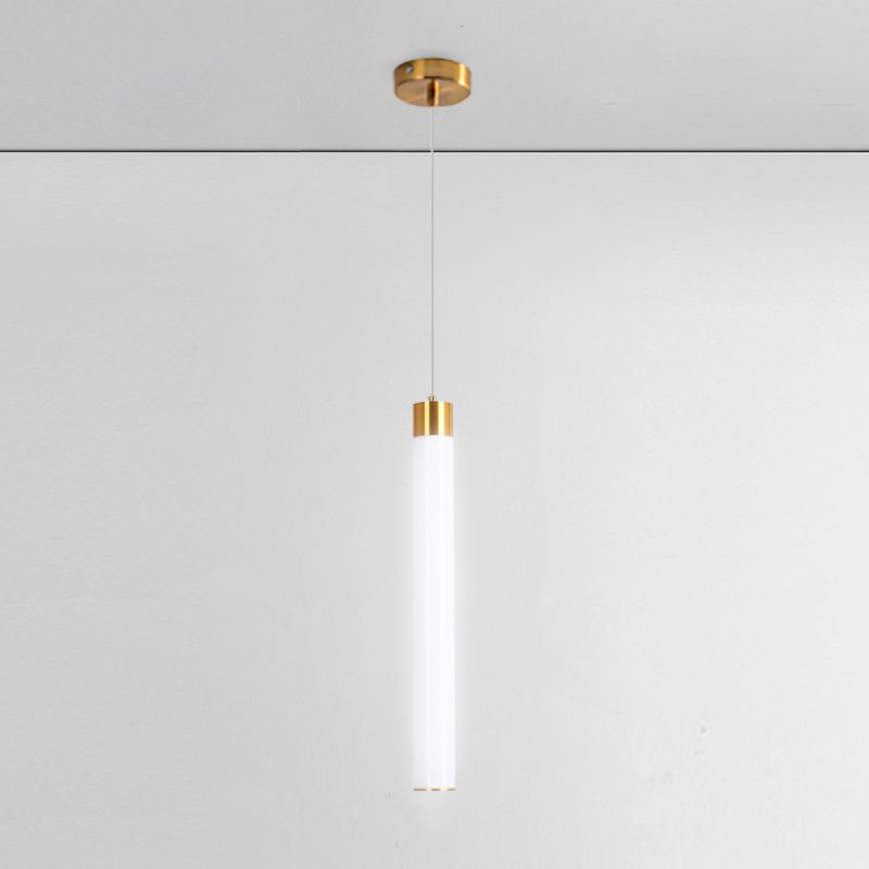 Zeitgenössischer Stil Zylinderform Pendelleuchte Leuchte Metall 1 Lichthängerlampe in Gold
