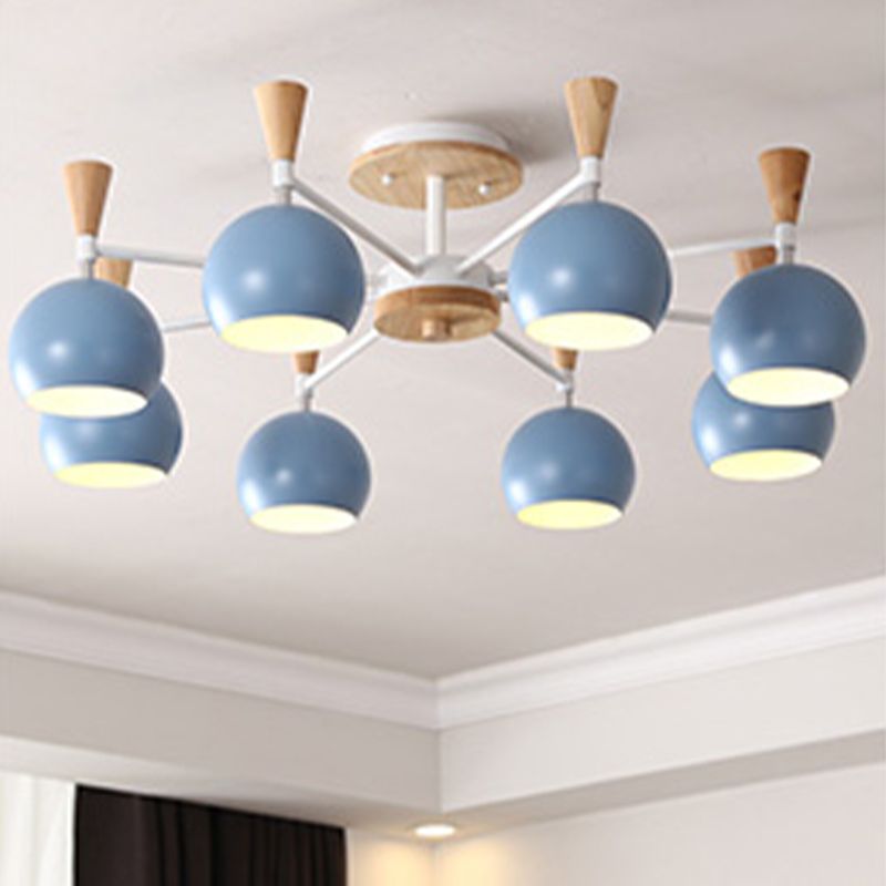 Nordic Metal Ceiling Light Colorful Bowl Shape Flush Mount Light for Bedroom
