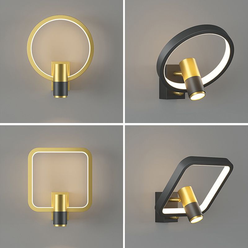 Light Luxury Metal Wall Light Geometry LED Wall Lamp with Silica Gel Shade for Bedroom