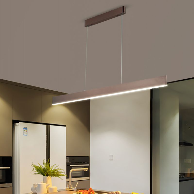 Modern Aluminum Island Light Rectangle 1-Light Restaurant Hanging Lamp with Acrylic Shade