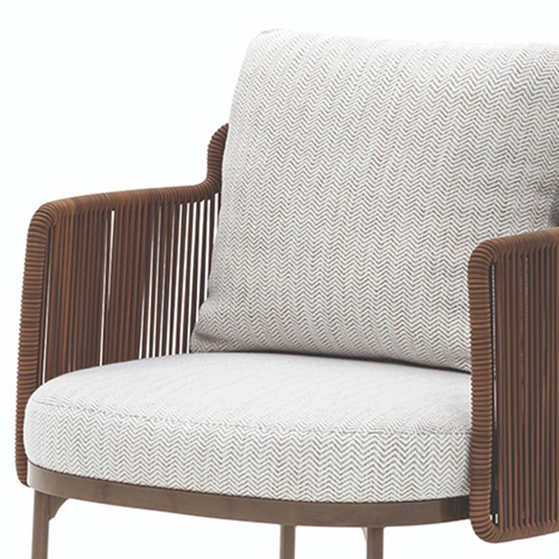 Tropical Upholstered Patio Arm Chair Light Gray Dining Armchair