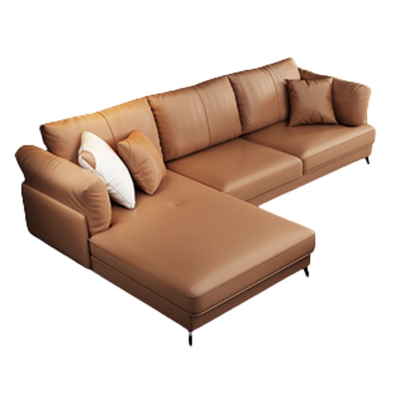 Faux Leather Sofa with Pillow Top Arm for Living Room in Orange