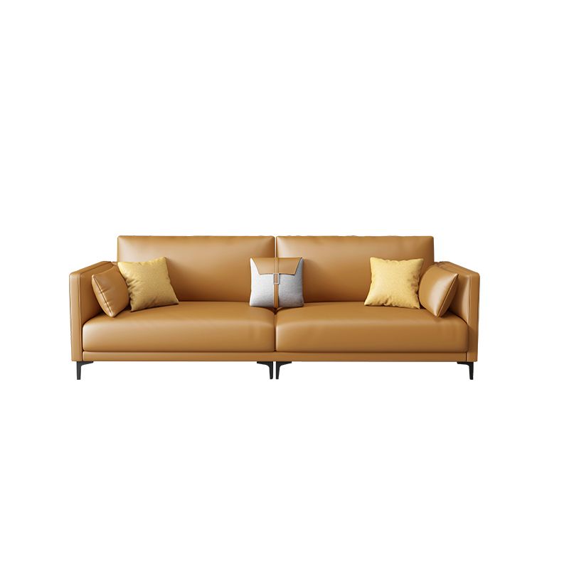 Living Room Cushions Stain Resistant Faux Leather Square Arm Sofa
