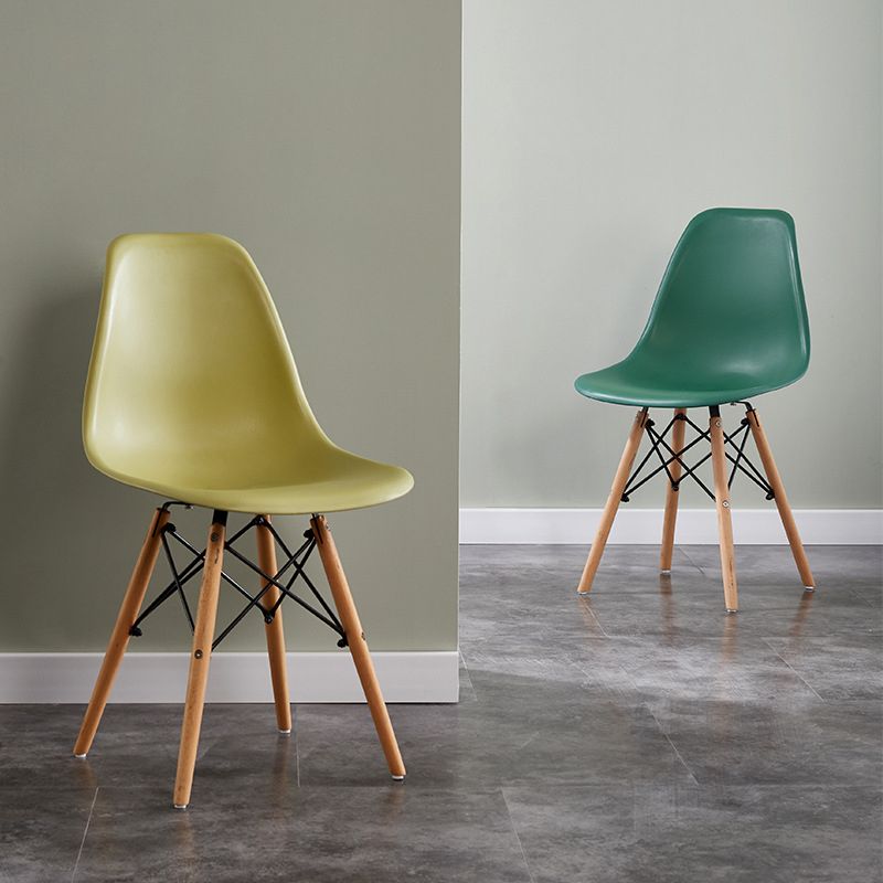 Contemporary Style Dining Chairs Armless Side Chair with Wooden Legs