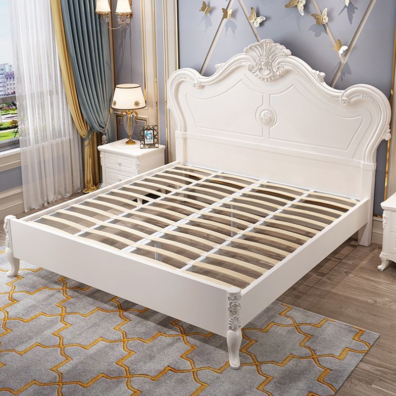 Victorian Solid Color Standard Bed Solid Wood Camelback Bed Frame