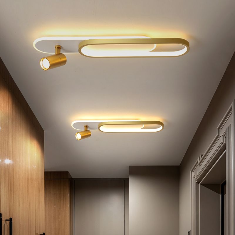 Moderne, lineare, ultradünne Deckenleuchte aus Metall für die Unterputzmontage im Flur