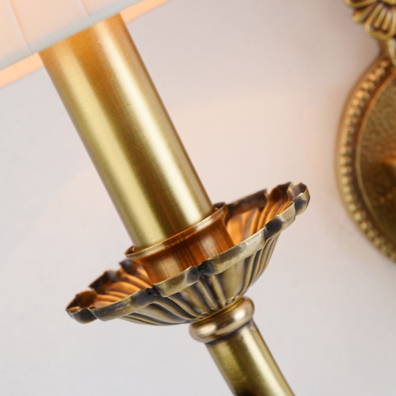 Modern Copper Wall Mount Lamp Golden with Fabric Shade for Living Room