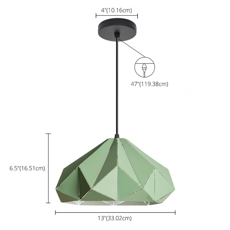 Geometric Shape Metal Hanging Lamp Nordic Macaroon Style 1-Light Pendant for Kitchen Bedroom