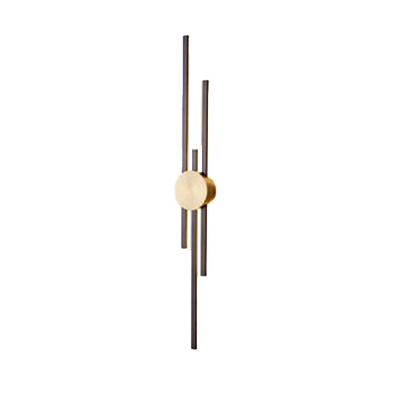 Linear Wall Mounted Fixture Solid Brass 2 / 3 - Light Wall Sconce in Black & Gold