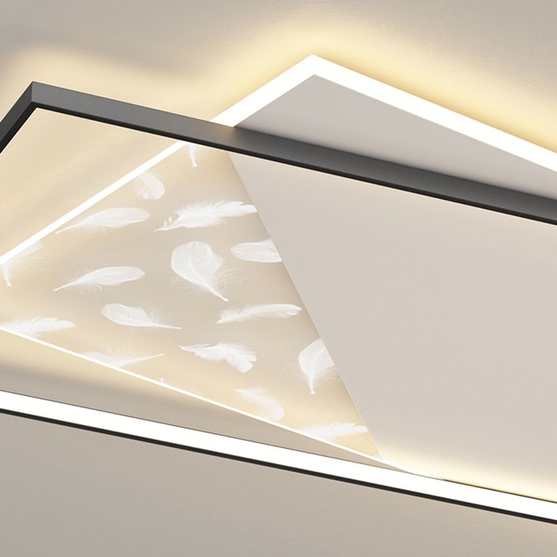 Stagger LED Geometric Feather LED Ceiling Fixture in Modern Simplicity Wrought Iron Flush Mount for Lobby