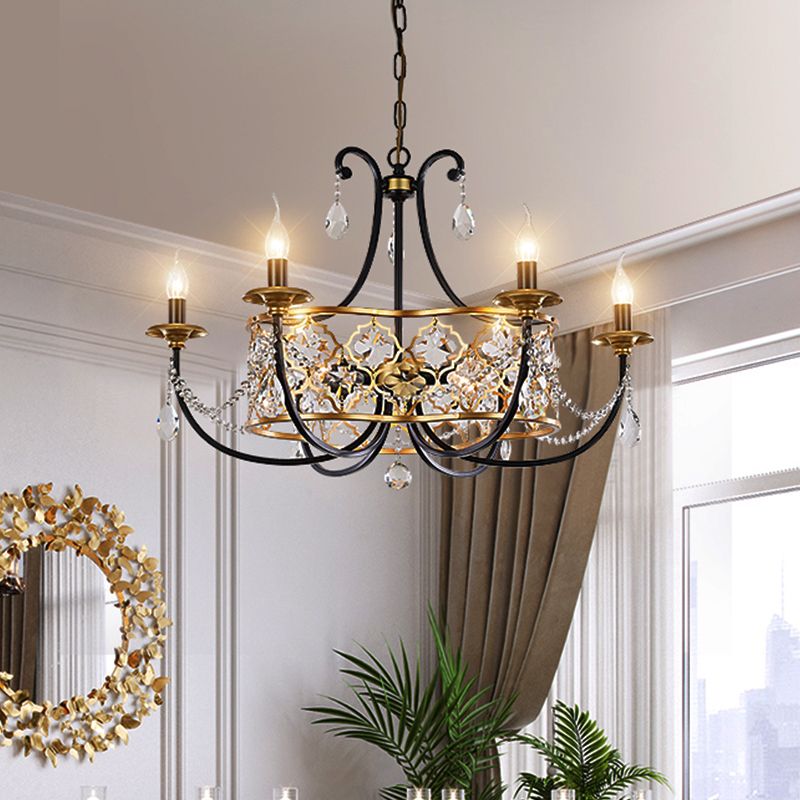 Metall gebogene Arm hängend Kronleuchter Land 9 Lichter Esszimmer Anhänger Licht in Gold
