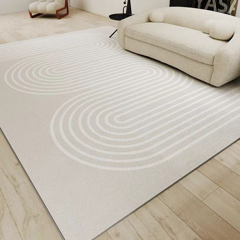 Grey Simple Carpet Polyester Stripe Carpet Non-Slip Backing Carpet for Home Decor