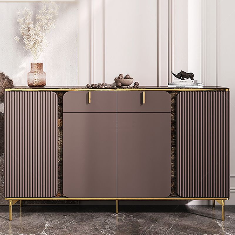 Engineered Wood and Stone Buffet Sideboard Glam Dining Server