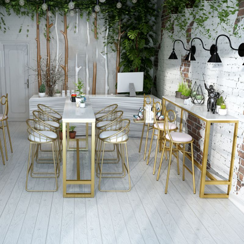 Glam 1/3/7 Pieces Bar Table Set Rectangle Stone Counter Table with High Stools